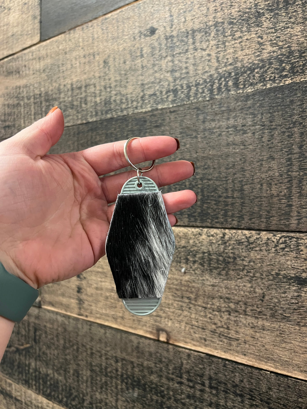 Retro Cowhide BTDH Keychain (Sage Green)